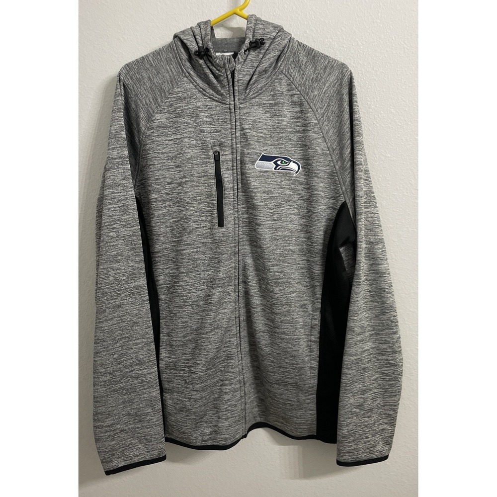 NFL Seattle Seahawks Men's Large Full Zip Hoodie Gray Sweatshirt Football Great‎